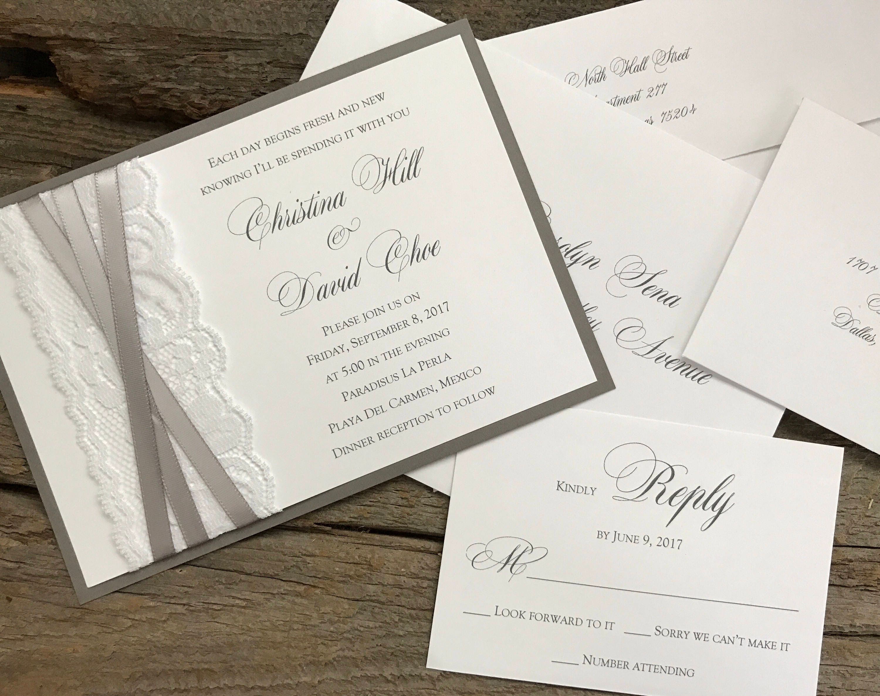 Elegant Wedding Invitation Set Vintage Wedding Invitation