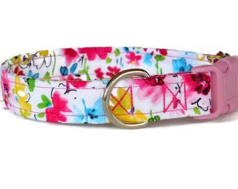 Floral Dog Collar: Handmade Adjustable Buckle Collar, handmade floral