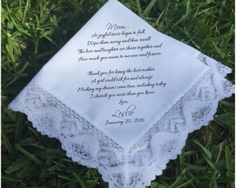 Mother of the Bride Gift Mother of the bride handkerchief mother of the Groom gift Wedding Handkerchief PRINTED handkerchief ...(H 038)