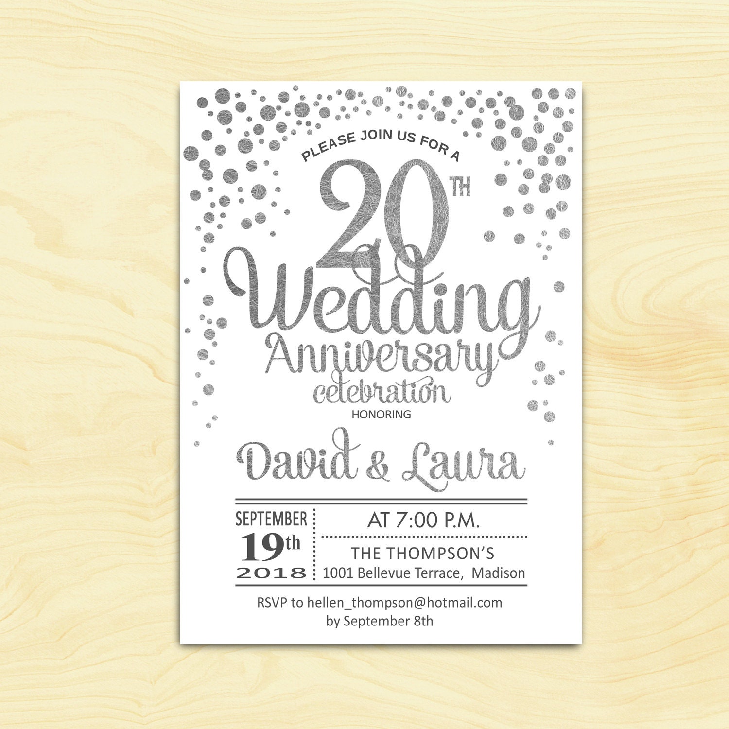 20th Anniversary Invitations