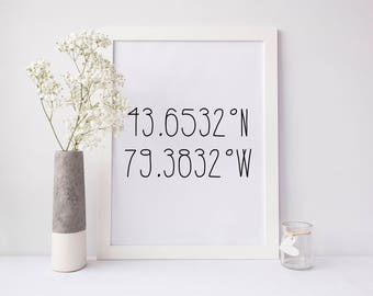 Coordinates Printable, coordinates personalized print, latitude longitude print, custom coordinates print, city coordinates printable, gift