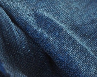 Linen Sofa cover indigo blue thick fabric - Shibori dyed Tie dyed Linen cloth - Thickening indigo blue clothing Natural plant dyes Hand dyed