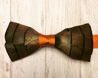 James- Rose Gold Feathered Bow Tie