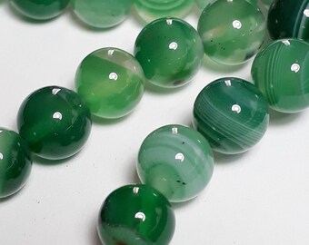 6pcs Green Agate Beads (Grade B) - Natural Agate - Green Gemstone Beads - Natural Gemstones - Green White Beads - 8mm Beads - B18927