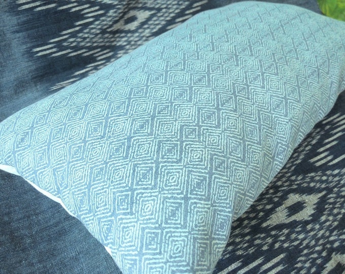 Blue Diamonds Japanese Style Tribal Fabric Pillow Cover, Decorative Boho Cushion Cover, Ethnic Style Lumbar Pillow Case