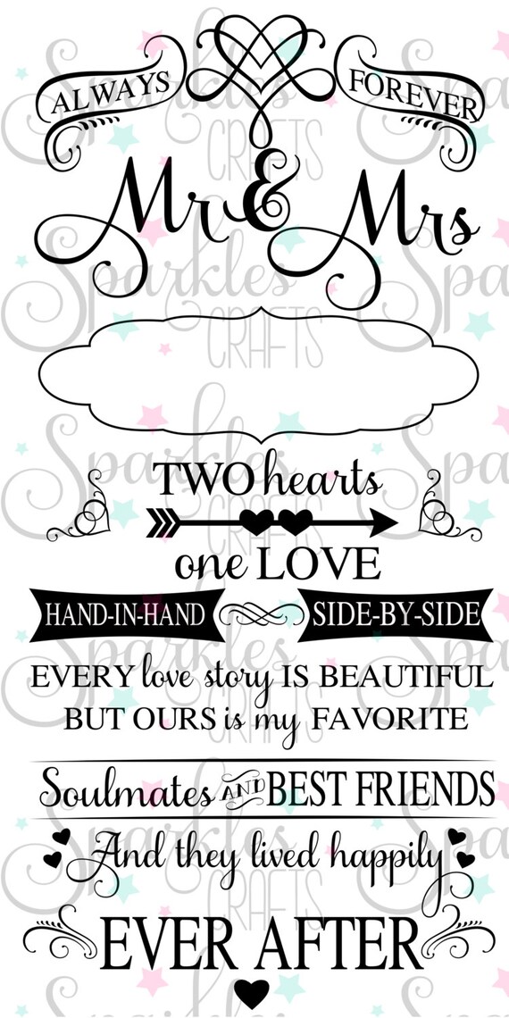 Mr&Mrs Forever Marriage Two Hearts One Love svg dxf jpg pdf