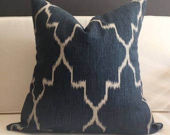 Pillow Cover, Navy Blue Ikat Pillow Cover, PORTER