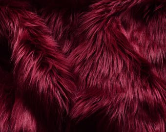 Burgundy Fur Fabric Craft Squares FREE SHIPPING- Dark Red Faux Fur, Wine Color Fake Fur, Burgundy Craft Fur, Deep Red Fur, Maroon Fur
