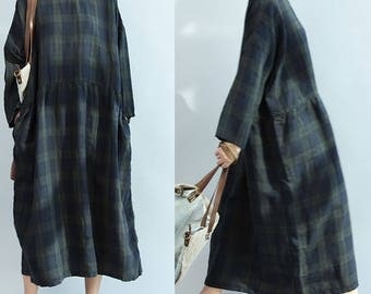 women loose dress/women linen dress/women vintage dress/women comfortable dress/women long dress/women linen long dress/QZ03D1535