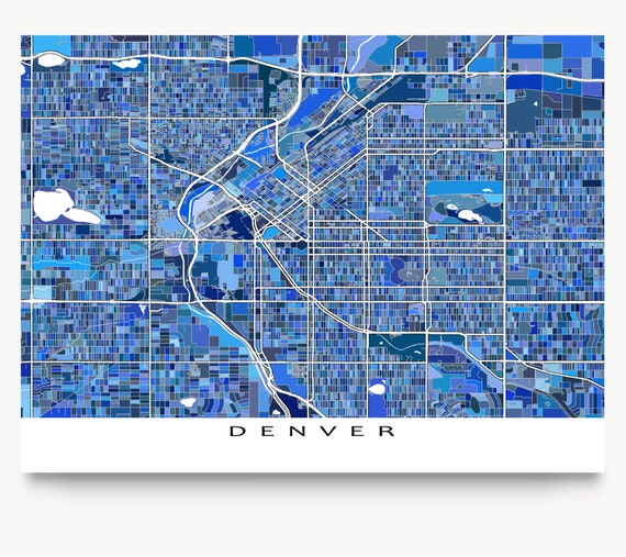 Denver Map Denver Art Print Denver Colorado Map by MapsAsArt