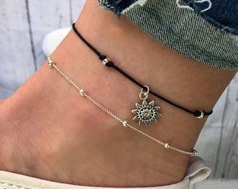 Silver Beaded anklet, 'Jasmine Anklet' Silver ankle bracelet, Beaded Anklet, boho anklet, beach anklets, silver anklet by Serenity Project.