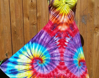 tie dye dress, womens dress, womens summer dress, twisted front dress, knot front dress, festival dress, festival clothing,tank dress