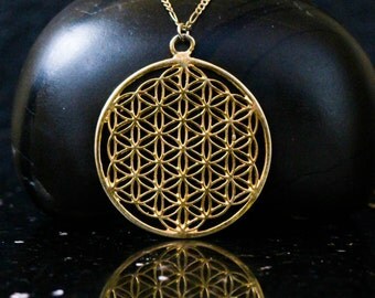 18k gold, Flower of Life pendant, flower of life necklace, Sacred Geometry jewelry, Seed of Life pendant, spiritual jewelry, spiritual gifts