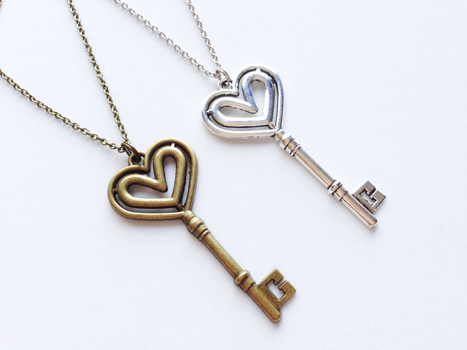 KEY OF HEART Necklace Key Necklace Heart Necklace Heart Charm