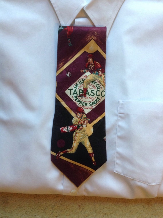 Tabasco Baseball Necktie / Tabasco Pepper Sauce Man Tie
