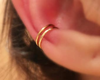 Double Silver Plated Gold or Silver Tragus Ring Cuff/Conch Ring/Double Tragus Ring Cuff/Fake Piercing.HIGH quality SILVER PLATED wire.
