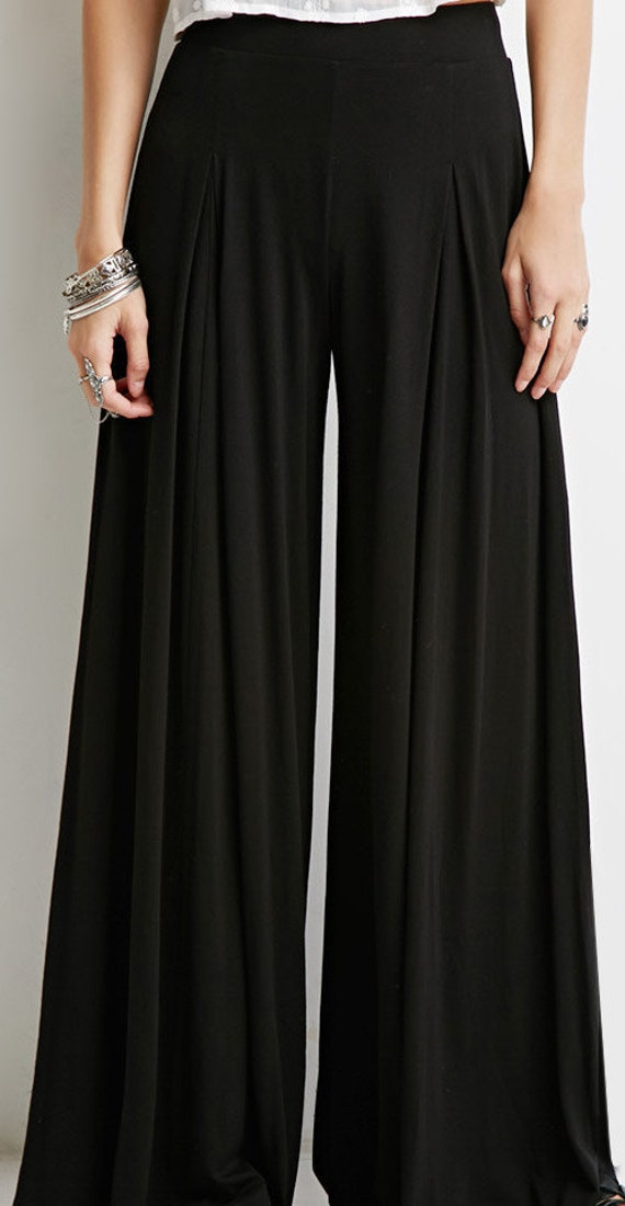 Items similar to Pleated Palazzo Pants High Waist Stretch Trousers Wide ...