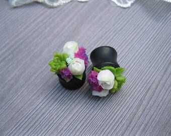 Eco friendly gift Natural ear plugs earring Organic ear gauge Ear stretchers girly plugs Ear piercing 0 gauge tunnels Ear weights Cute plugs