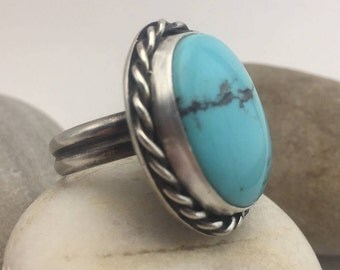 Turquoise Ring, Size 11, Campitos, Statement Ring, December Birthstone, Rustic, Boho, Gypsy, Earthy, Big