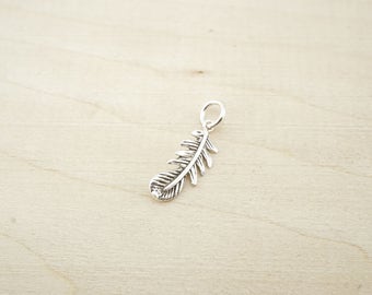 Sterling Silver Feather Charm - Sterling Silver Wholesale - Wholesale Sterling Silver Charms - Sterling Silver Feather Pendant