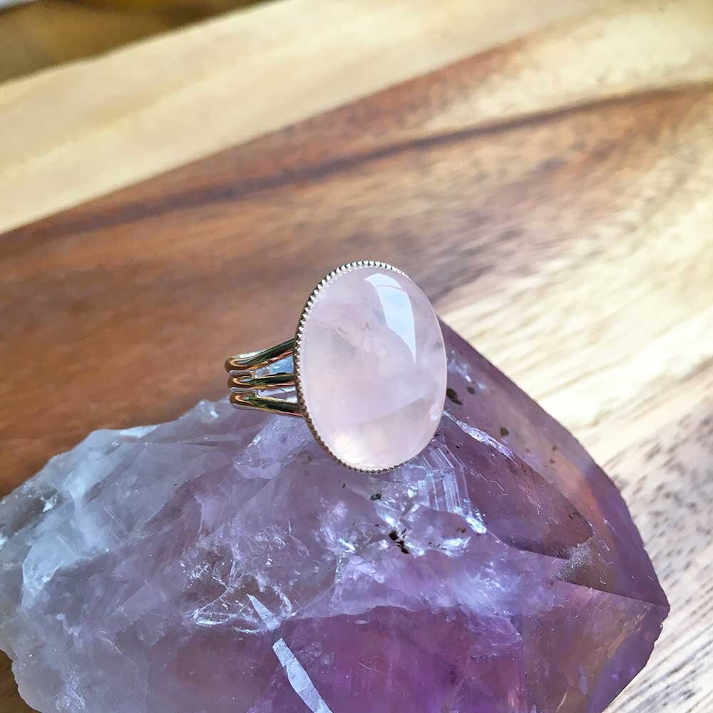 Rose Quartz Ring Rose Quartz Jewellery Adjustable Ring