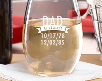 Engraved Established Stemless Wine Glass - Cachet Stemless Wine glass 21oz. - Mother's Day Gifts - Father's Day Gifts - Gift for Grandparent