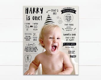Milestone Poster | Milestone Chalkboard | Birthday Photo Poster | 1st Birthday Sign | Birth Print