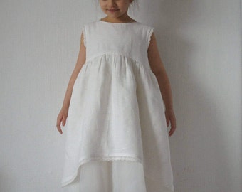 Flower Girl Dress, Linen Girl Dress, Vintage Girl Dress, Vintage Style, Rustic Girl Dress, Wedding Girl Dress