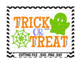 Trick or Treat Svg, Halloween Svg, Ghost Svg, Spider Web Svg, Cut Files for Cricut, Silhouette Cameo, Instant Download.