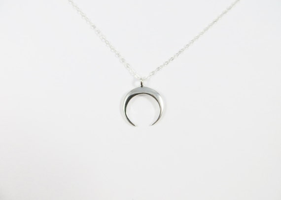 Items similar to Sterling Silver Half Moon Necklace - Half Moon