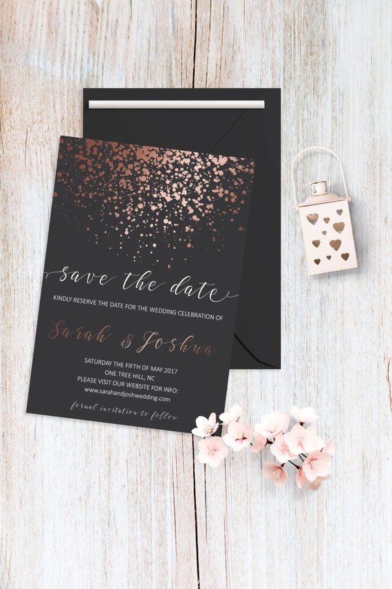 Save The Date Card Printable Rose Gold Save The Date Cards