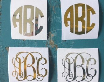 Reflective Monogram Decal | Circle Monogram Decal | Monogram Decal | Chrome Monogram Decal | Gold Monogram Decal | Car Decal