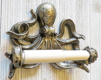 SALE - Octopus, Toilet Paper Holder, Octopus Toilet Paper Holder, Nautical Decor, Nautical Bathroom, Octopus Decor, Nautical, Home Decor