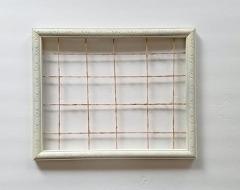 Ivory Wood Frame, Square Frame with Twine, Square Frame, Country Style Frame, Glassless Frame, Ivory Picture Frame, Rustic Style Frame