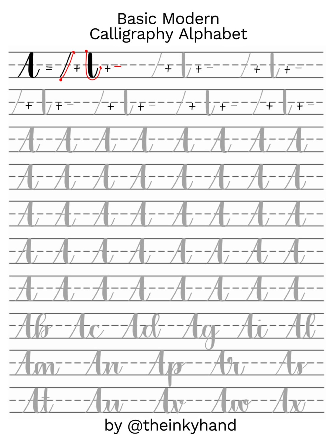 Calligraphy Alphabet Practice Sheets Printable Free / Free printable ...