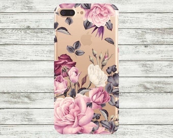 iPhone 7 case clear floral roses Plastic or Silicone iPhone 6 case, iPhone 6 Plus Case, iPhone 7 Plus Case, iPhone 5 / 5s /se Case.