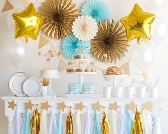 First Birthday Decorations, Second Birthday, First Birthday Boy, Twinkle Twinkle Little Star First Birthday, Blue and Gold Baby Shower, Boy
