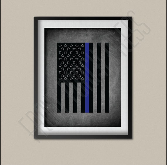 Thin Blue Line Flag Wall Decor Art Instant Download Wall