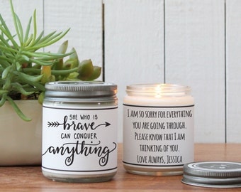 She Who Is Brave Can Conquer Anything Candle | Thinking of you gift | Inspirational Gift | Give Strength Gift | Cancer Gift | Get Well Gift
