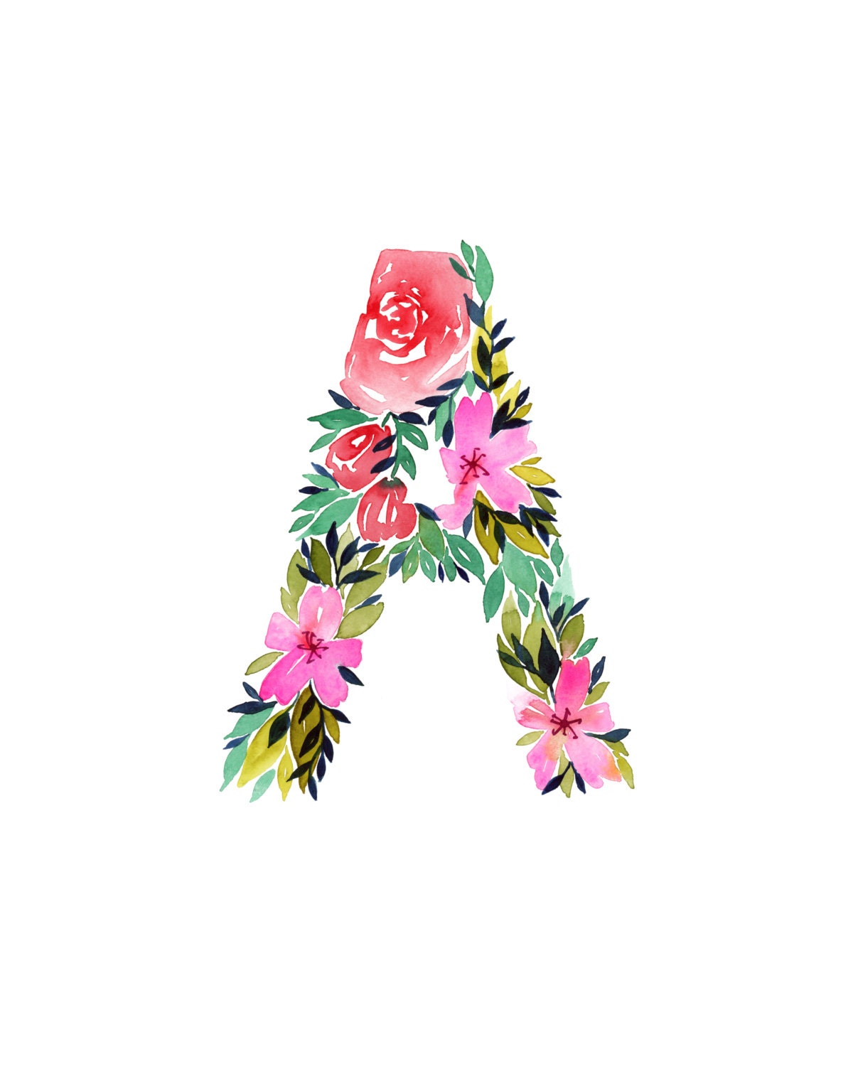 watercolor alphabet letter a print initial a watercolor