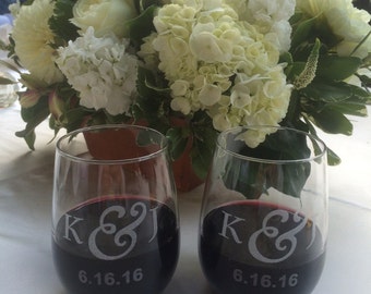 Personalized set of Stemless 20oz Wine Glasses