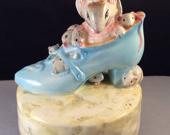 Vintage Schmid Beatrix Potter Old Woman Who Lives in a Shoe Hand Painted Music Box