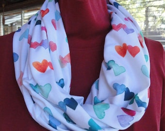Hearts Infinity Scarf // Multicolor Scarf // Gifts for Her // // Different Sizes // Made to Order