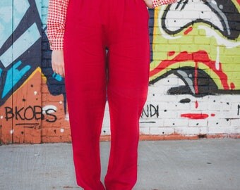 SALE Vintage Chico's Red Linen Pants Size Small Size 0 Thin Loose Comfortable Summer Pants Bright Red 80s Pants 90s Pants