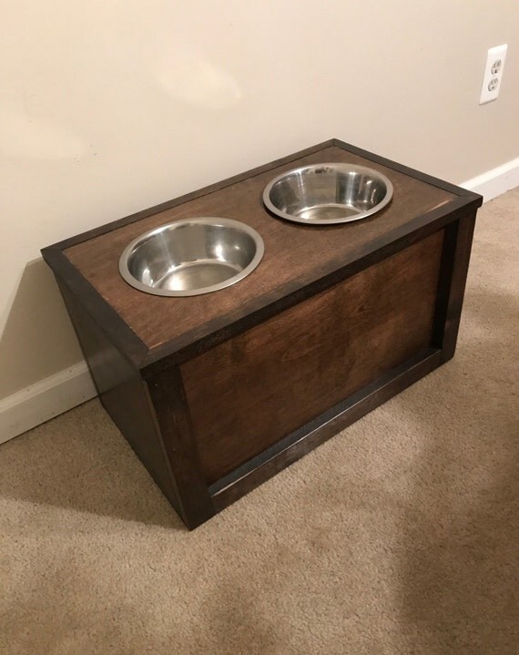 Items similar to Solid Wood Elevated Dog Feeder and Food Storage Bin on