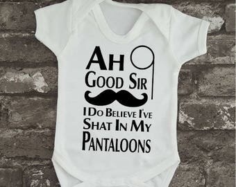 Ah Good Sir, Newborn Bodysuit, Funny baby grow, Hipster baby vest, Baby Shower Gift, New Mum, New Dad, New Baby Present, Father's Day Gift