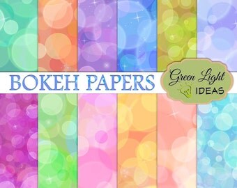 Bokeh Digital Paper, Party Printable Paper, Bokeh Backdrops, Commercial Use Bokeh Backgrounds Digital, Bokeh Scrapbook Paper, Bokeh Overlays