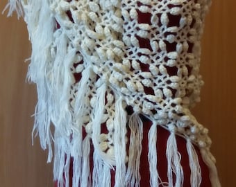 Crochet white shawl, romantic shawl, crochet wrap, warm shawl, gift for her