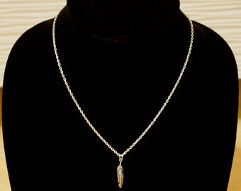 Silver Feather Necklace / Free Shipping / Turquoise Necklace / Women's Jewelry / Native American Jewelry / Angel Necklace / Handmade