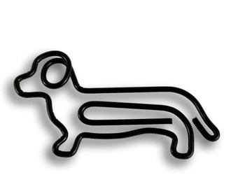 100 Count Bag of Cute Dachshund Gifts Dog Paper Clips - Available in Gold, Black or Brown